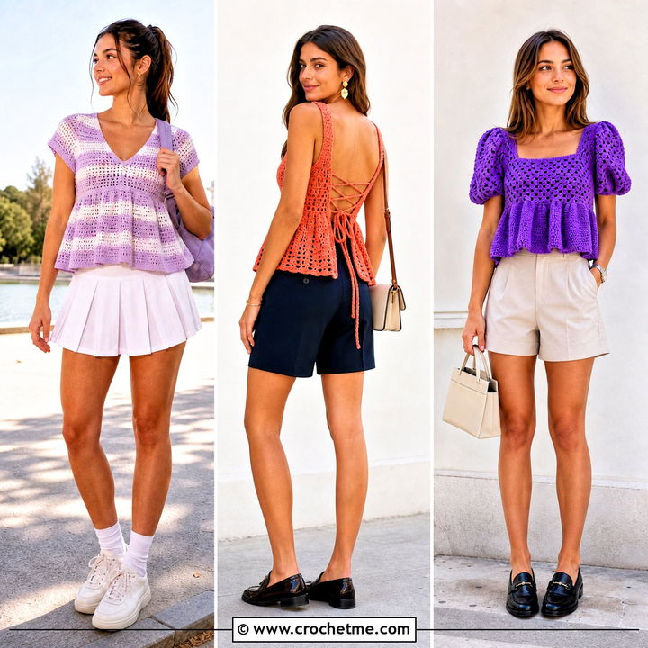 35 Crochet Babydoll Top Outfit Ideas for Romantic Summer Looks