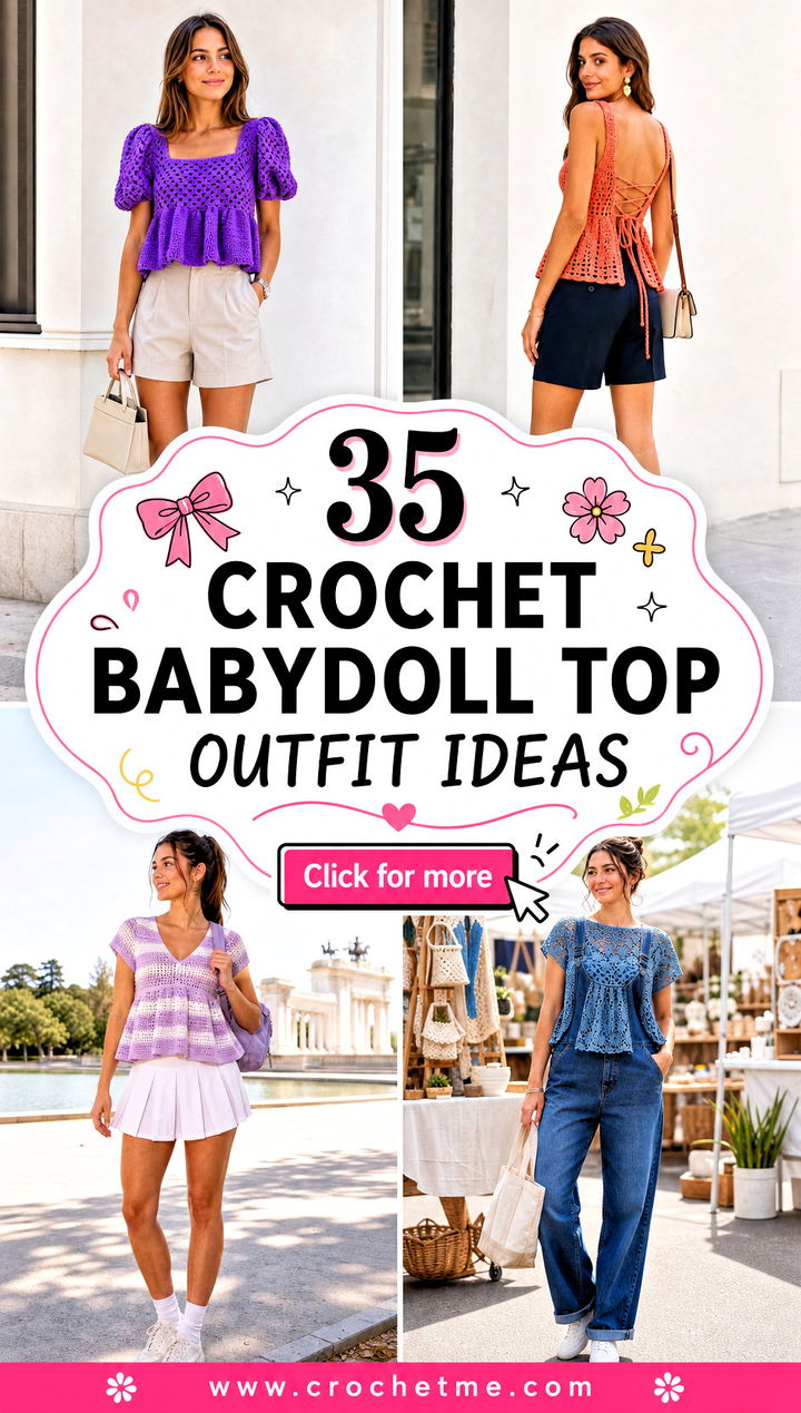 35 crochet babydoll top outfit ideas - 35 crochet babydoll top outfit ideas