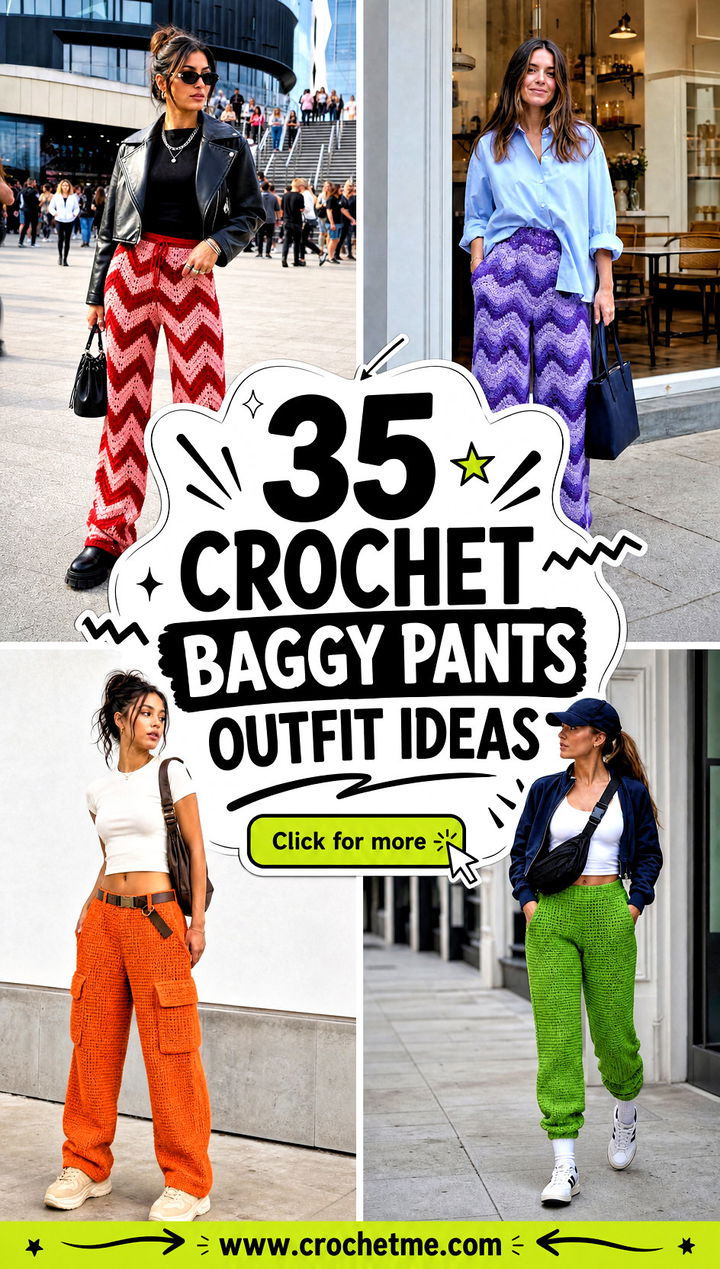 35 crochet baggy pants outfit ideas - 35 crochet baggy pants outfit ideas
