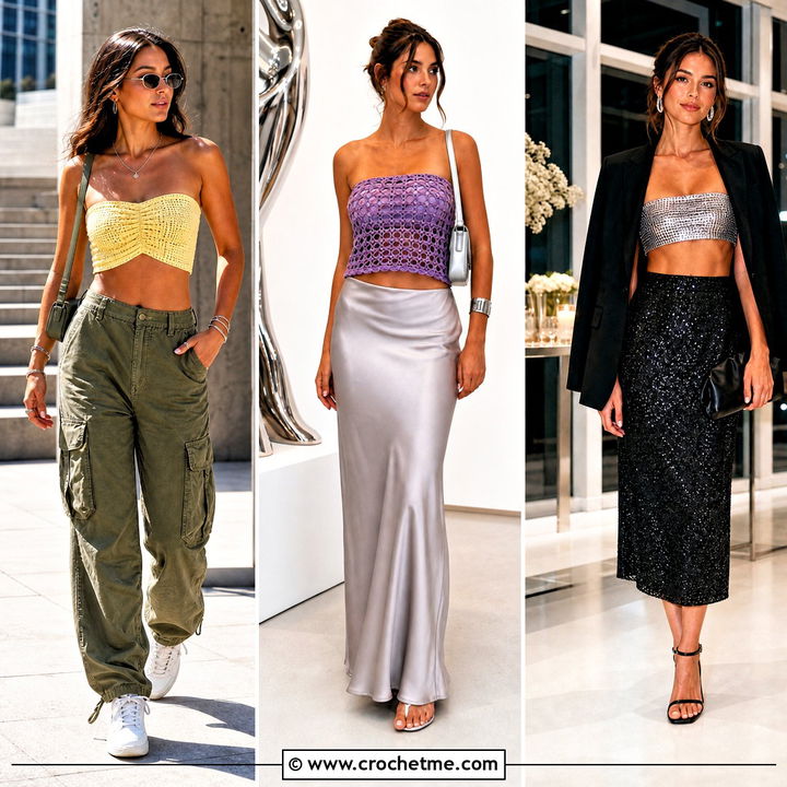 35 Crochet Bandeau Top Outfit Ideas for Chic Beach Style