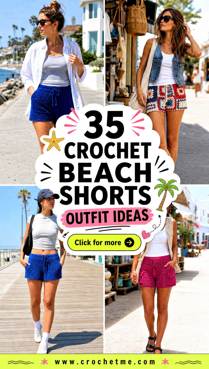 35 crochet beach shorts outfit ideas - 35 crochet beach shorts outfit ideas