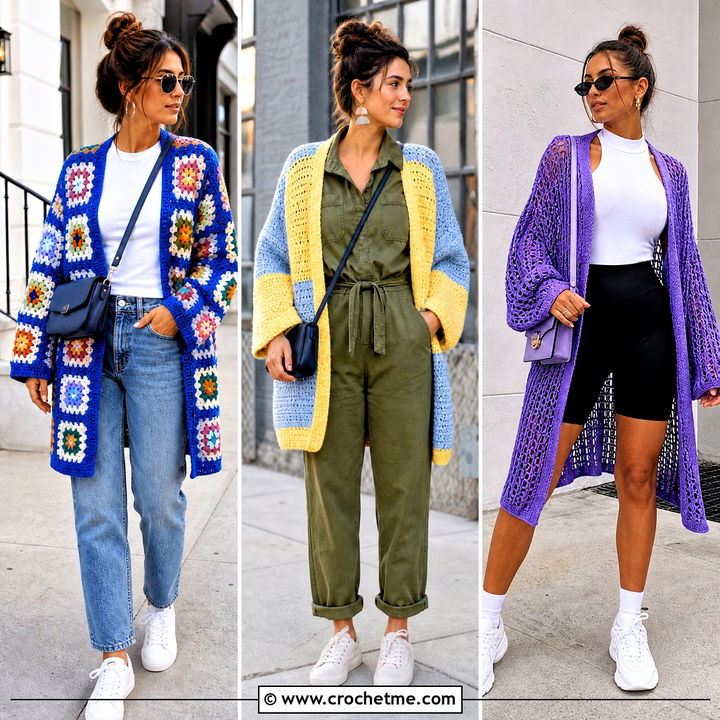 35 Crochet Blanket Cardigan Outfit Ideas for Cozy Layered Looks