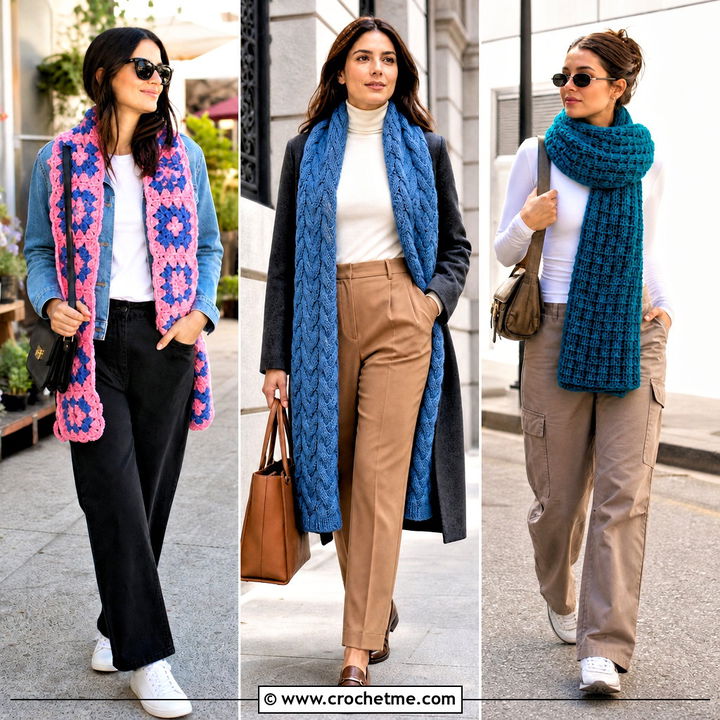 35 Crochet Blanket Scarf Outfit Ideas for Cozy Cold-Weather Style