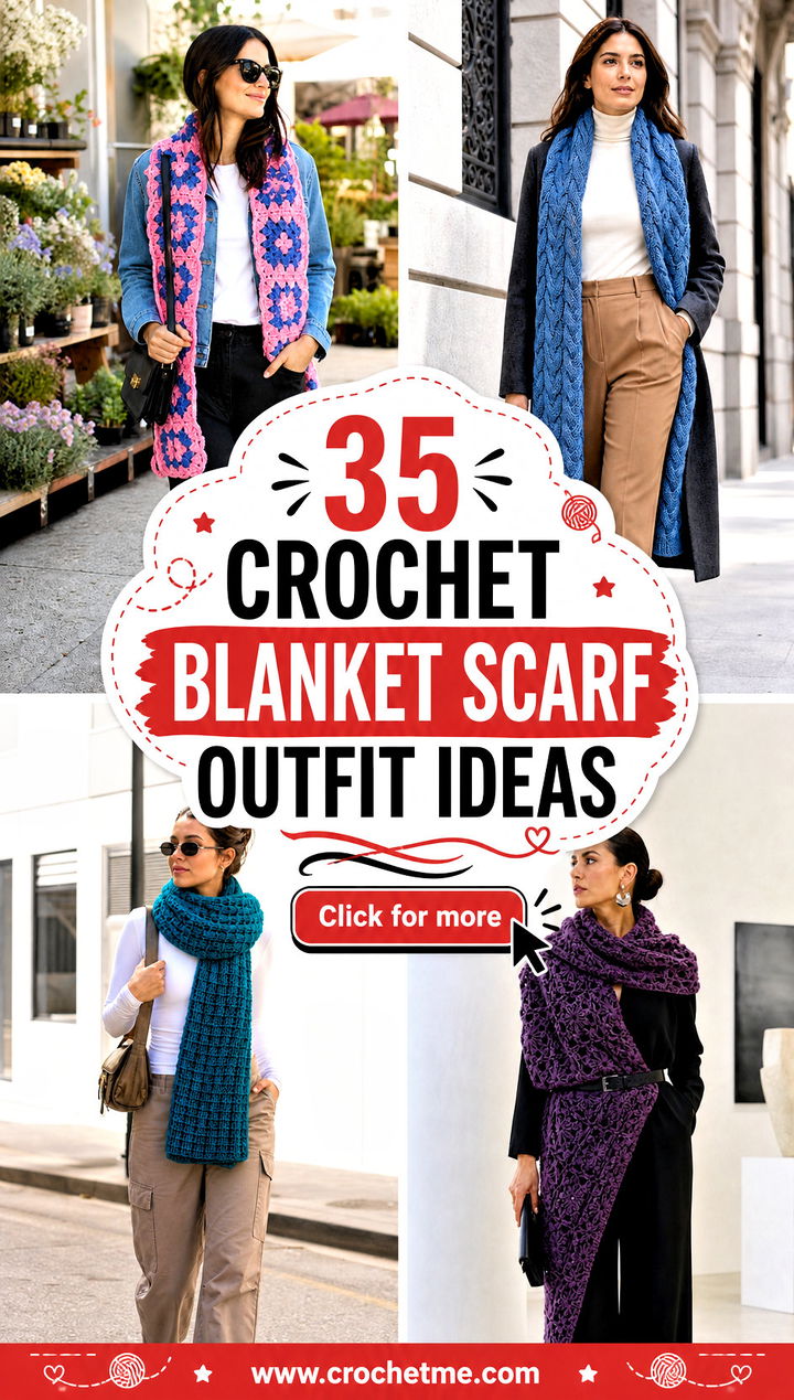 35 crochet blanket scarf outfit ideas - 35 crochet blanket scarf outfit ideas