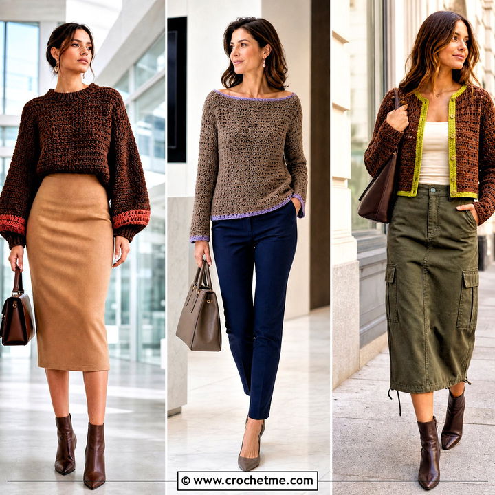 35 Crochet Brown Sweater Outfit Ideas for Warm Fall Layering