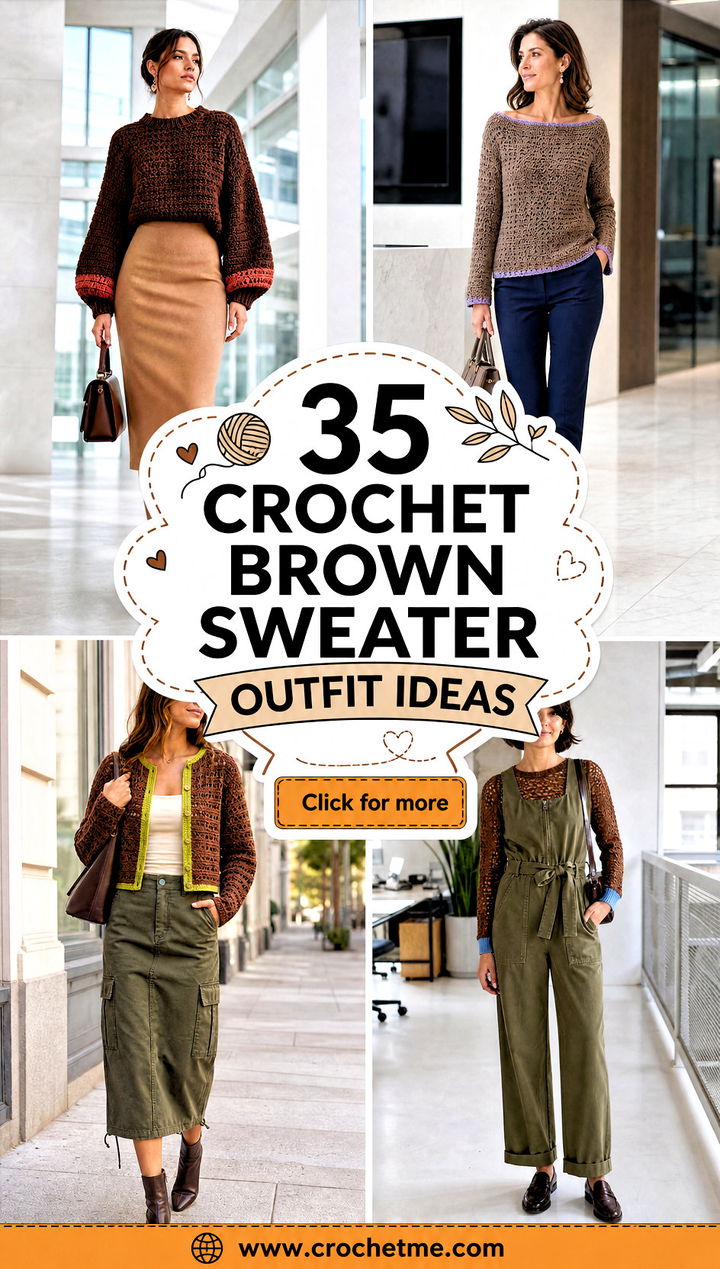 35 crochet brown sweater outfit ideas - 35 crochet brown sweater outfit ideas