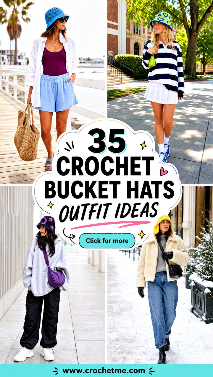 35 crochet bucket hats outfit ideas - 35 crochet bucket hats outfit ideas