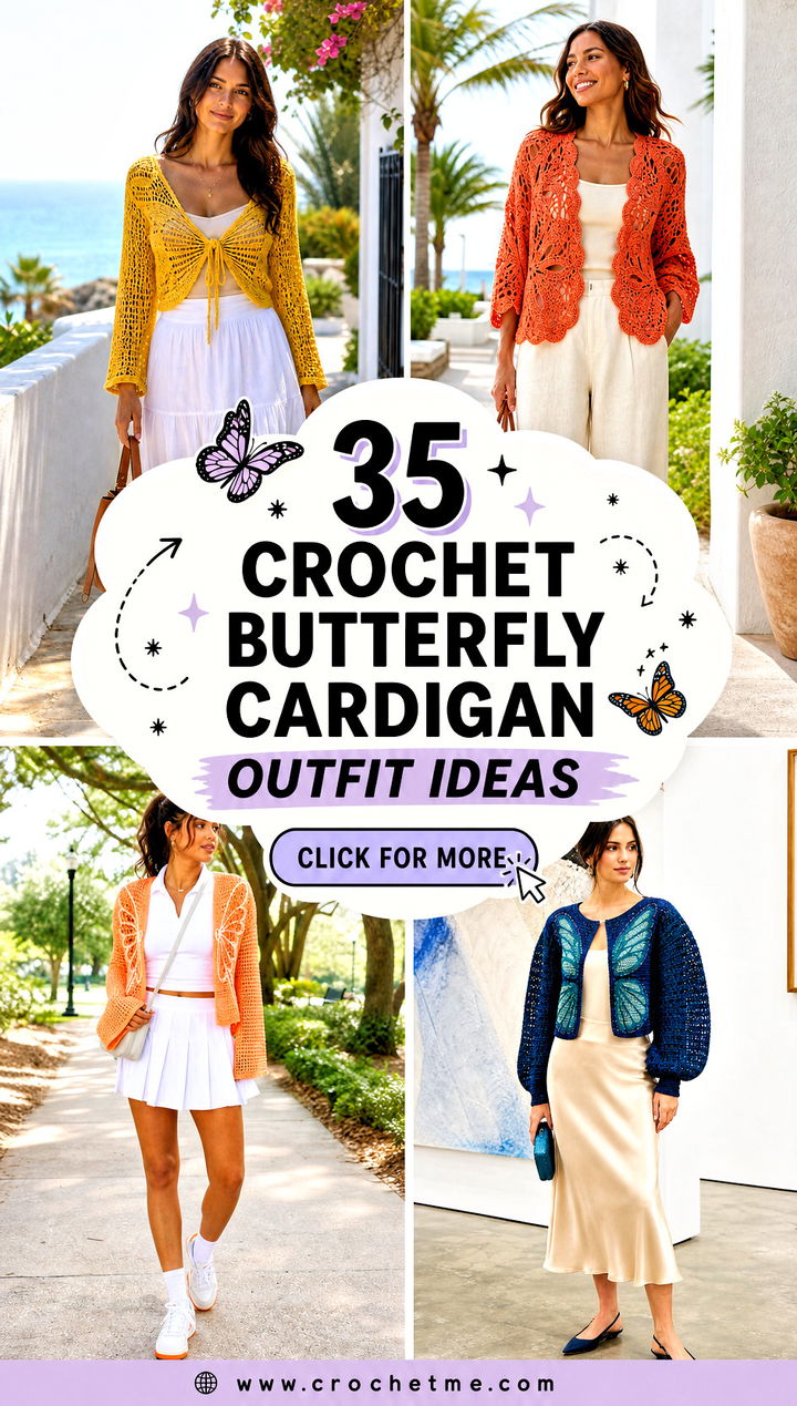 35 crochet butterfly cardigan outfit ideas - 35 crochet butterfly cardigan outfit ideas