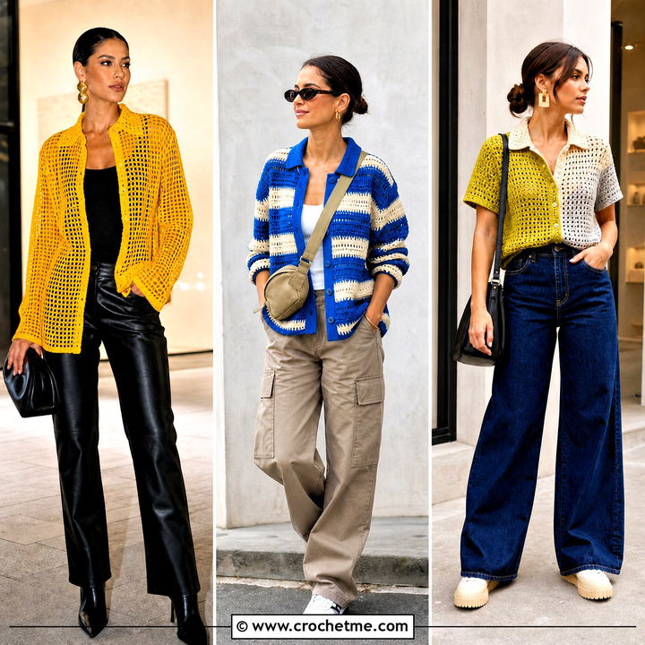 35 Crochet Button Up Shirt Outfit Ideas for Breezy Summer Style