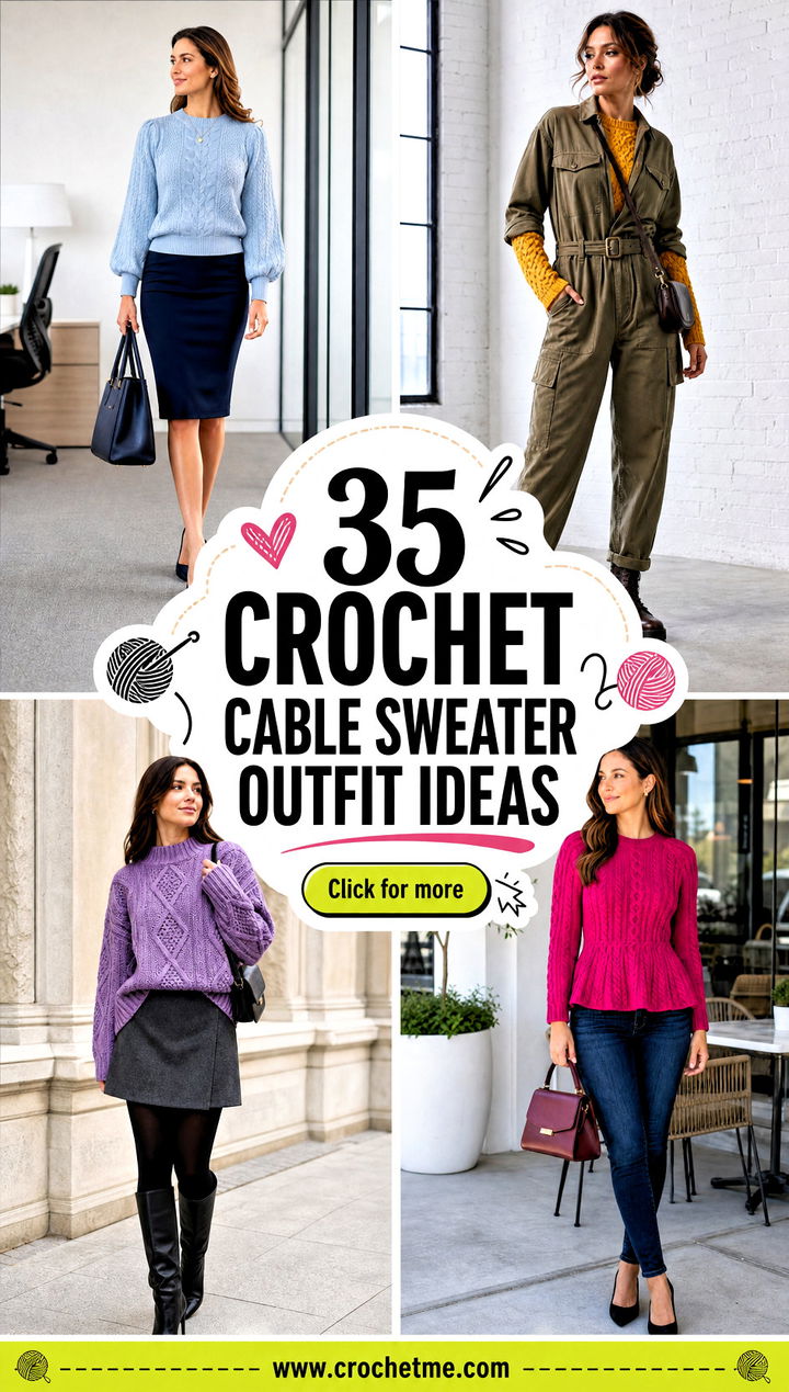 35 crochet cable sweater outfit ideas - 35 crochet cable sweater outfit ideas