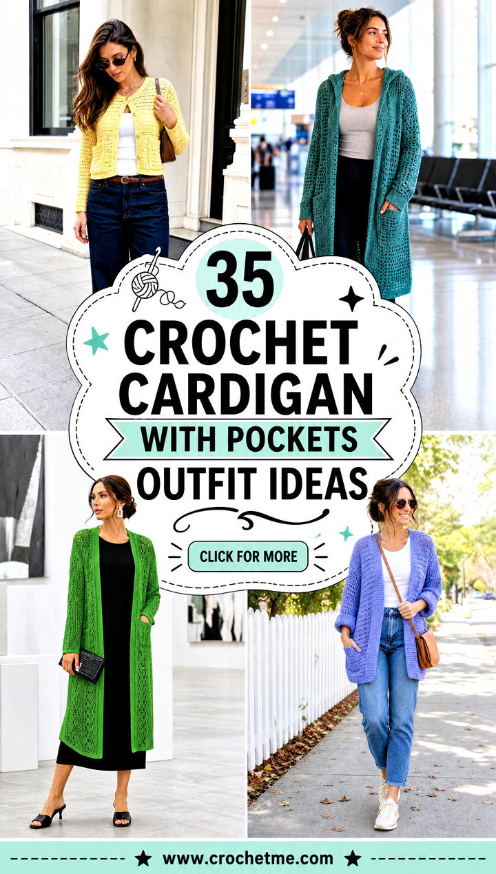 35 crochet cardigan with pockets outfit ideas - 35 crochet cardigan with pockets outfit ideas