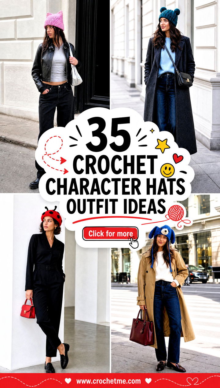 35 crochet character hats outfit ideas - 35 crochet character hats outfit ideas