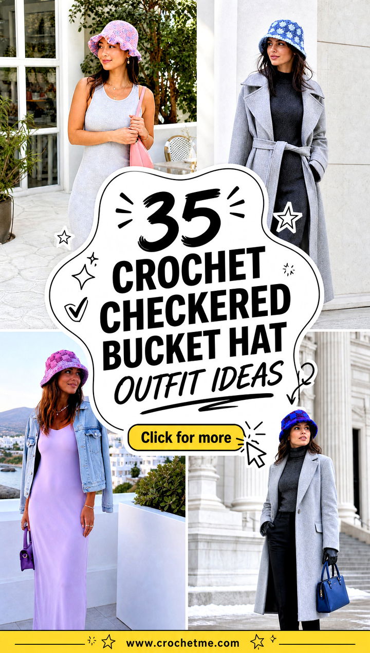 35 crochet checkered bucket hat outfit ideas - 35 crochet checkered bucket hat outfit ideas