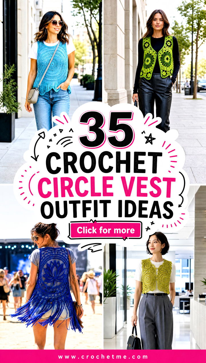 35 crochet circle vest outfit ideas - 35 crochet circle vest outfit ideas