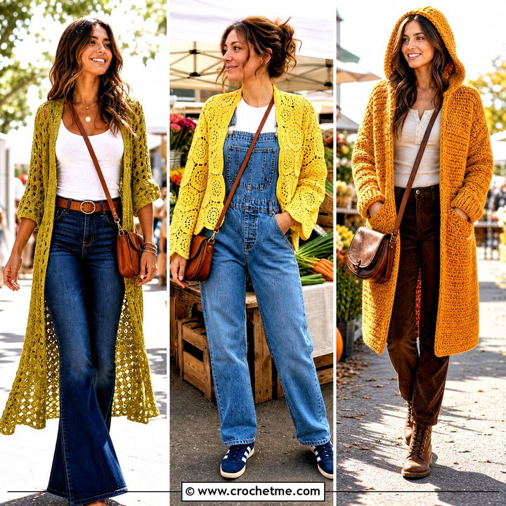35 Crochet Coats & Jackets Outfit Ideas for Chic Winter Layering