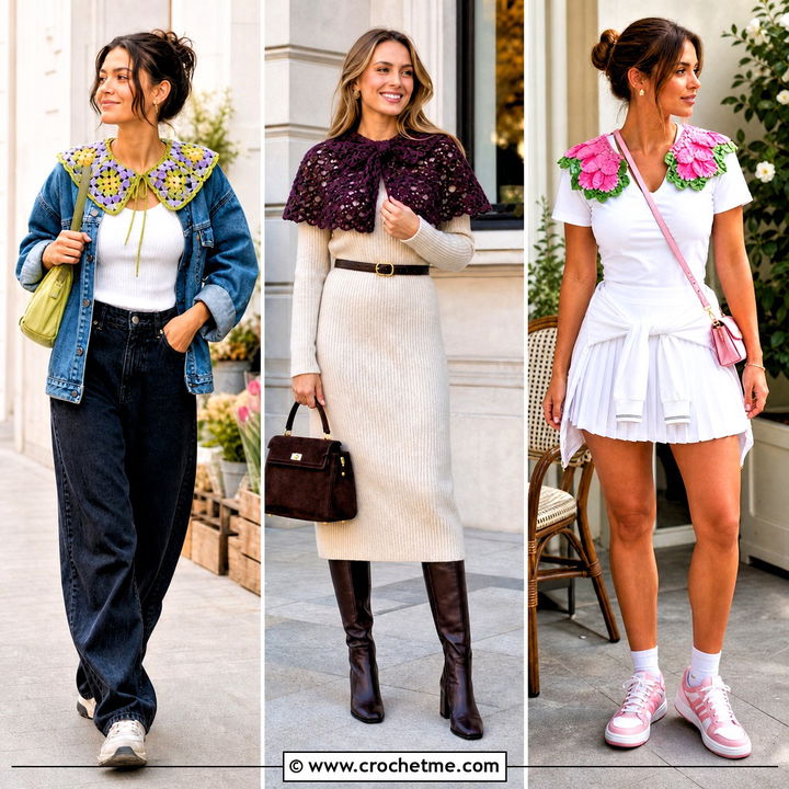 35 Crochet Collars Outfit Ideas for Charming Layered Looks