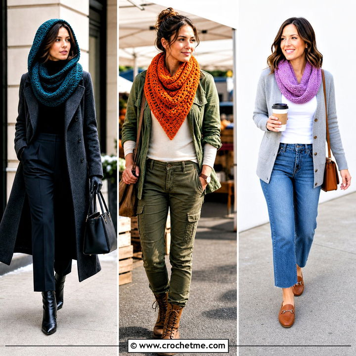 35 Crochet Cowell Scarf Outfit Ideas for Cozy Cold Days