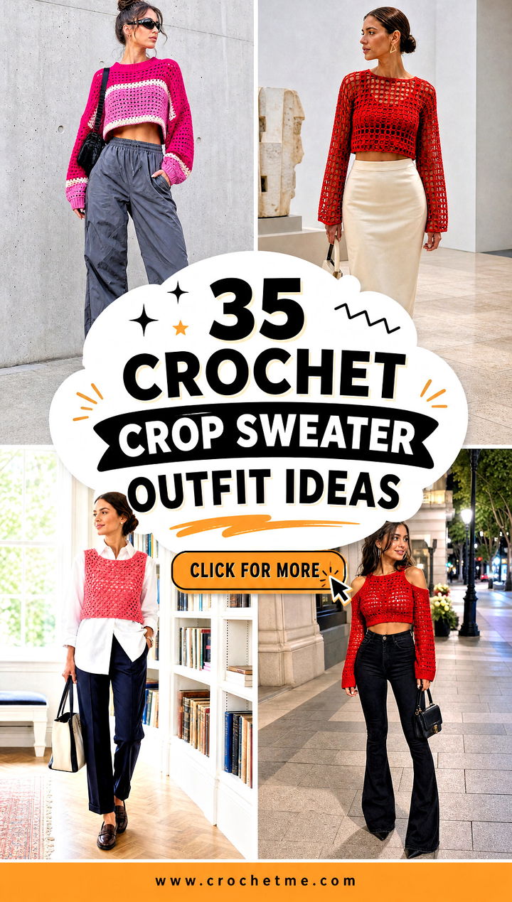 35 crochet crop sweater outfit ideas - 35 crochet crop sweater outfit ideas