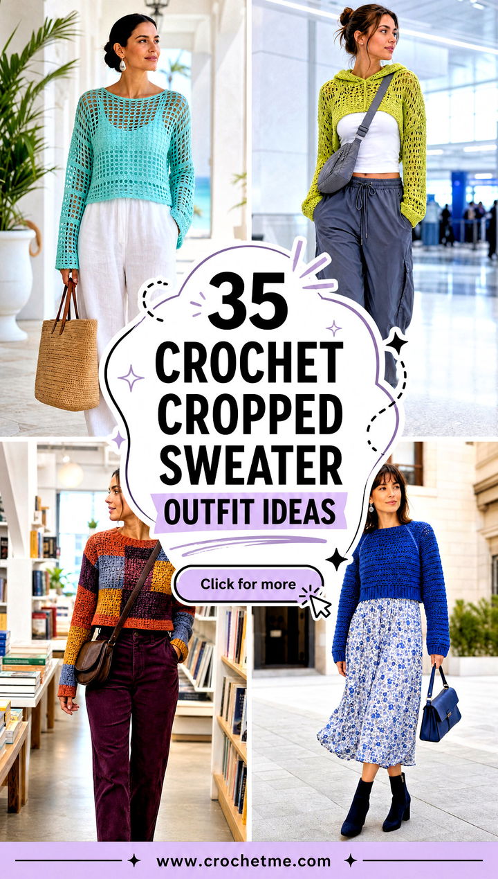 35 crochet cropped sweater outfit ideas - 35 crochet cropped sweater outfit ideas