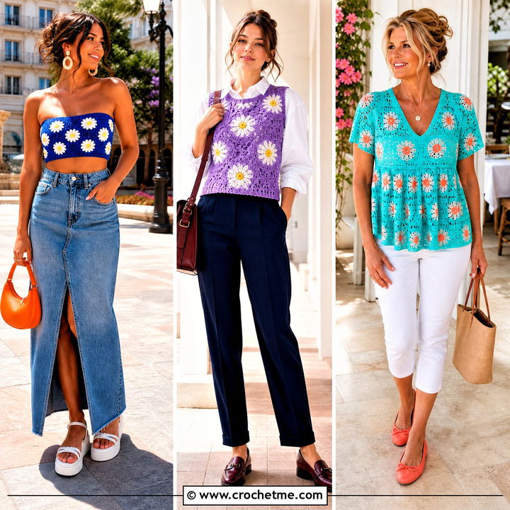 35 Crochet Daisy Top Outfit Ideas for Playful Summer Style