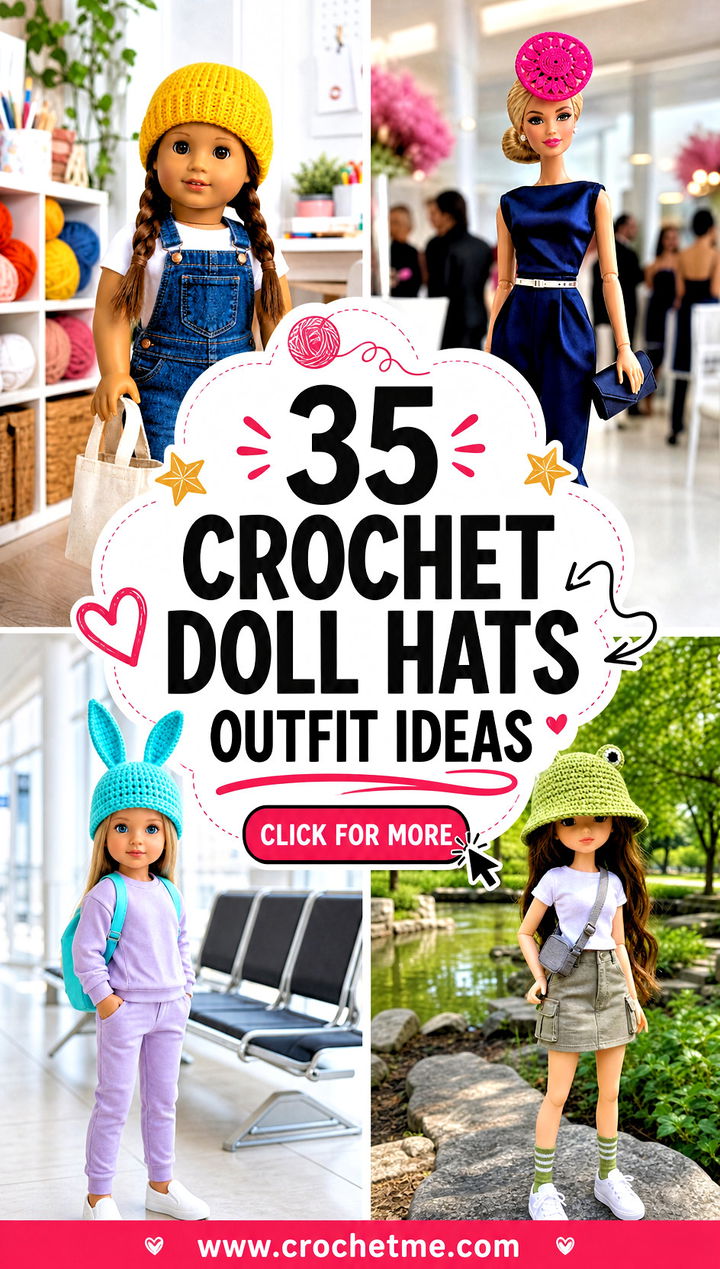 35 crochet doll hats outfit ideas - 35 crochet doll hats outfit ideas
