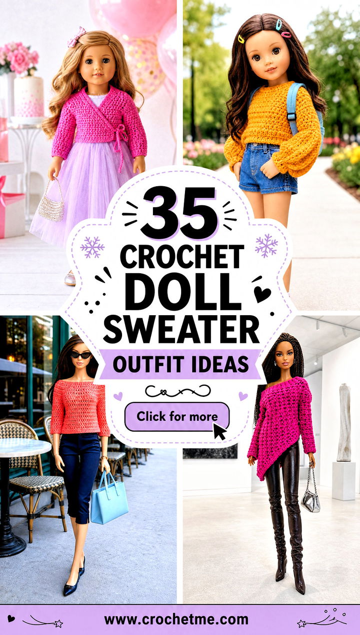 35 crochet doll sweater outfit ideas - 35 crochet doll sweater outfit ideas