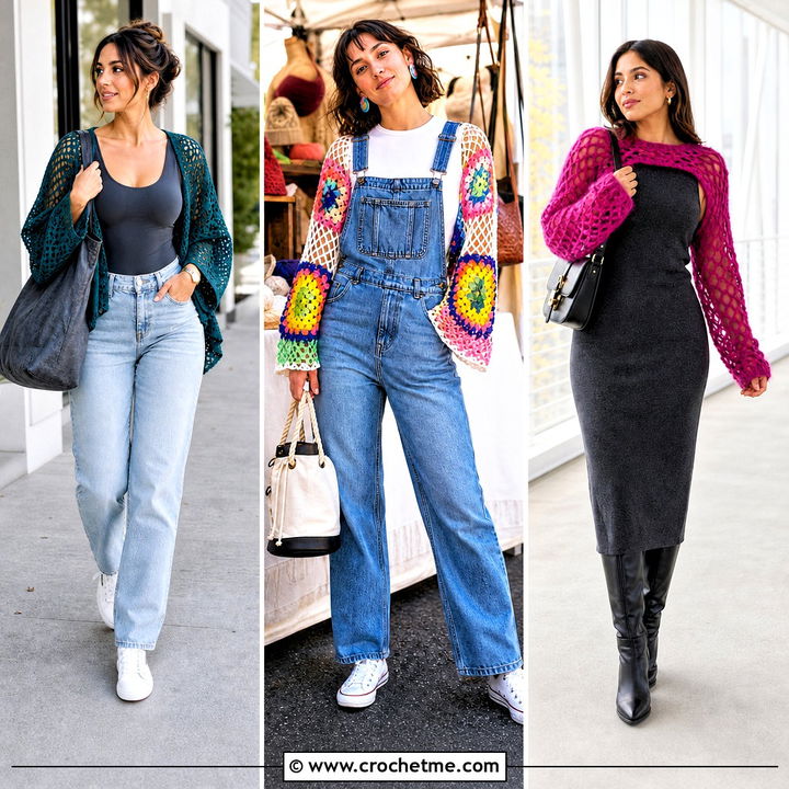 35 Crochet Fishnet Shrug Outfit Ideas for Festival Style