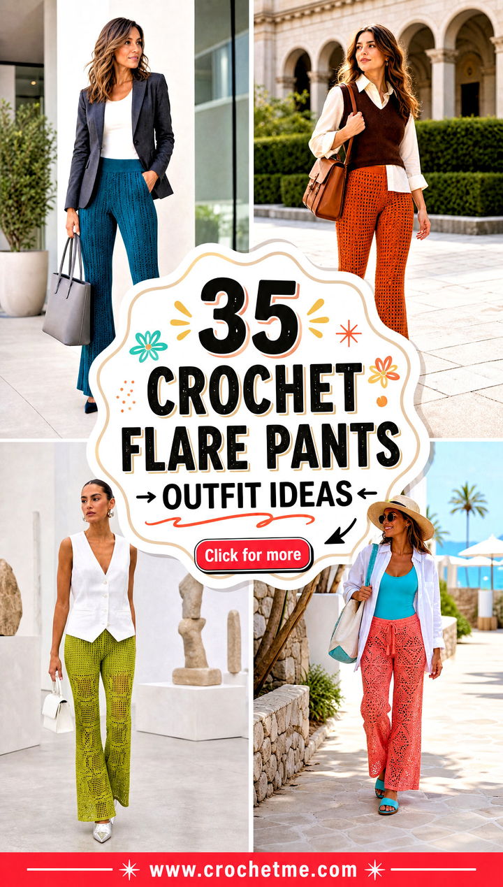 35 crochet flare pants outfit ideas - 35 crochet flare pants outfit ideas