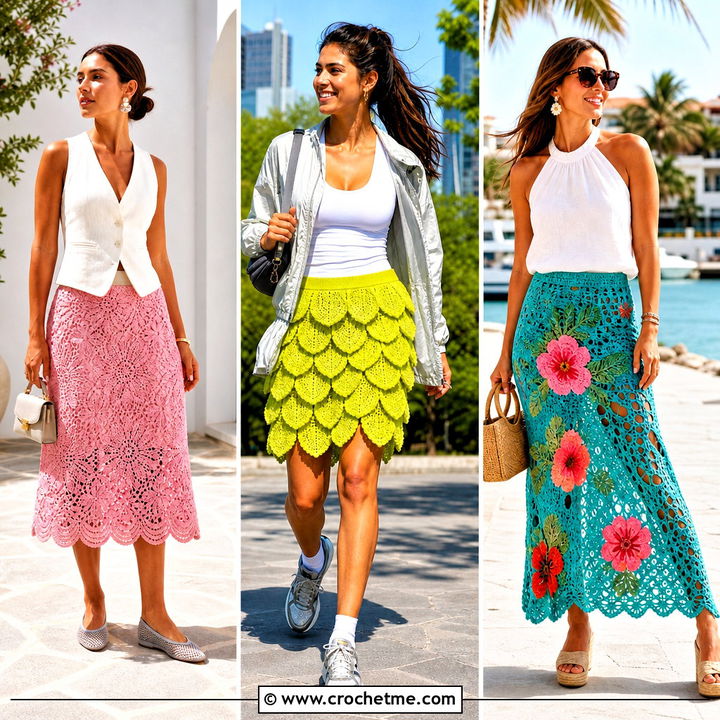 35 Crochet Flower Skirt Outfit Ideas for Romantic Spring Style