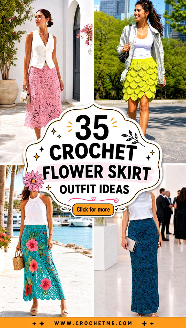 35 crochet flower skirt outfit ideas - 35 crochet flower skirt outfit ideas