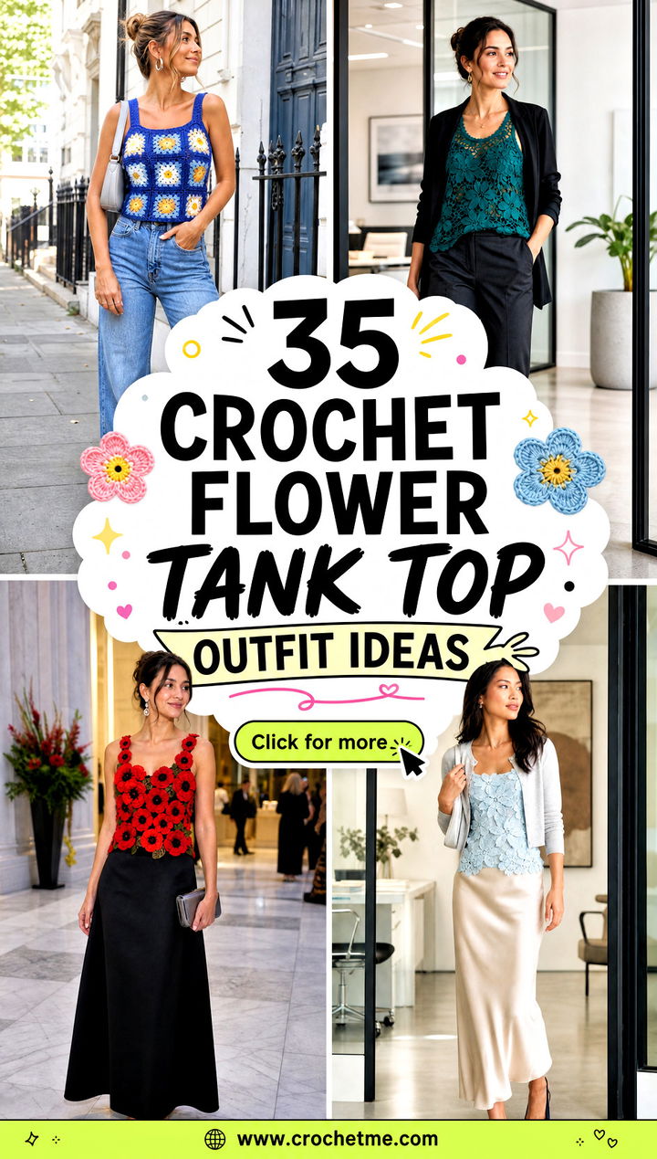 35 crochet flower tank top outfit ideas - 35 crochet flower tank top outfit ideas