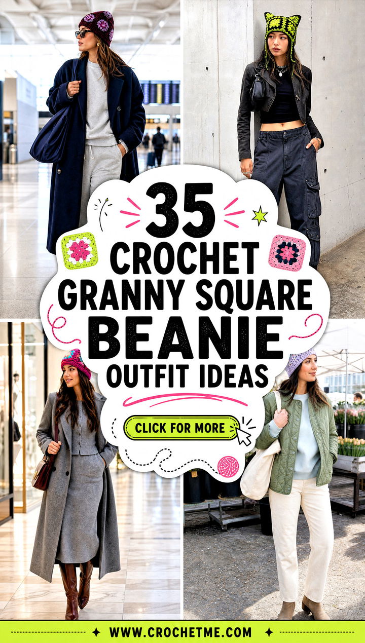 35 crochet granny square beanie outfit ideas - 35 crochet granny square beanie outfit ideas