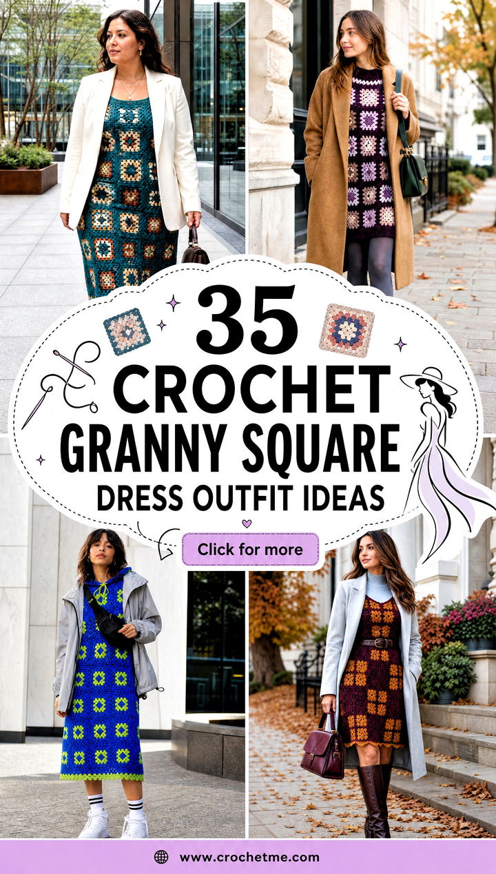 35 crochet granny square dress outfit ideas - 35 crochet granny square dress outfit ideas