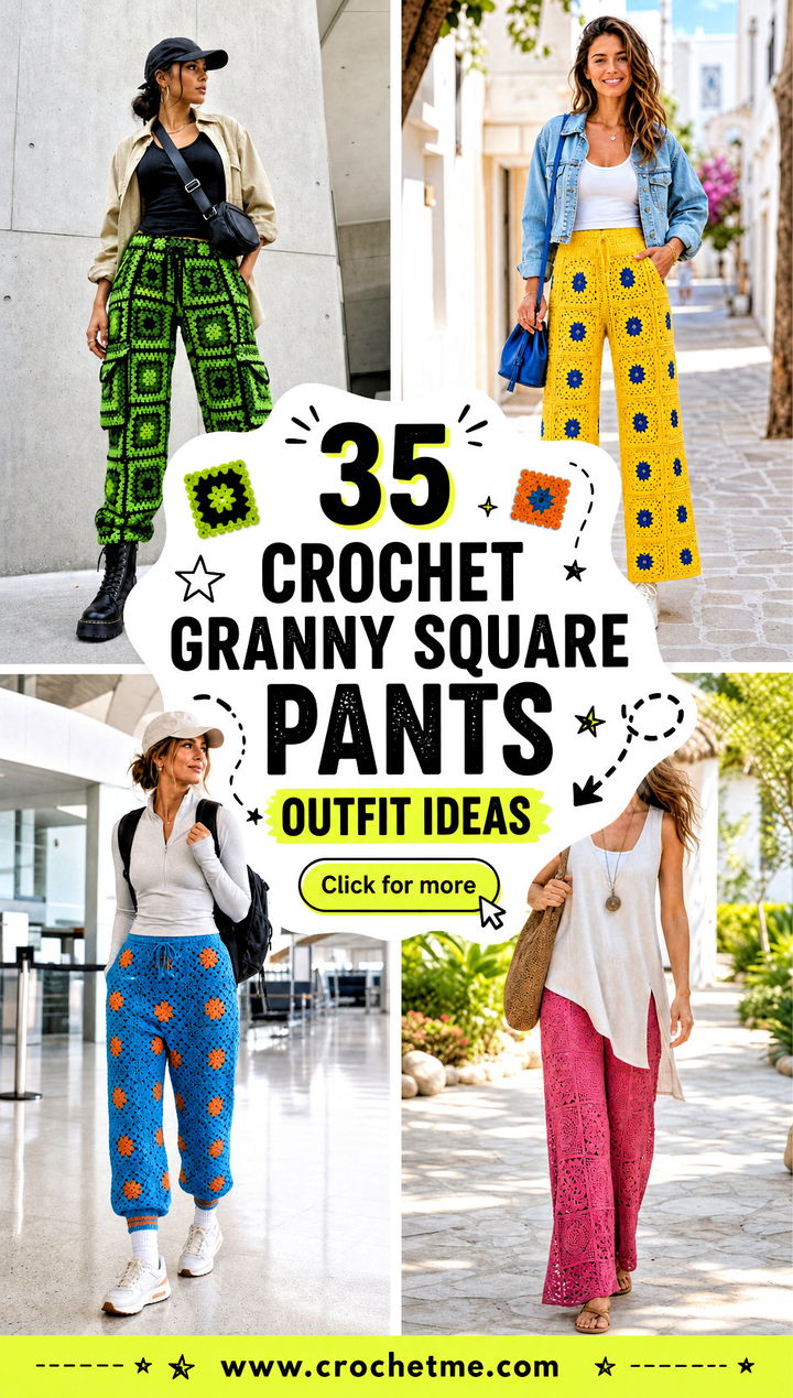 35 crochet granny square pants outfit ideas - 35 crochet granny square pants outfit ideas
