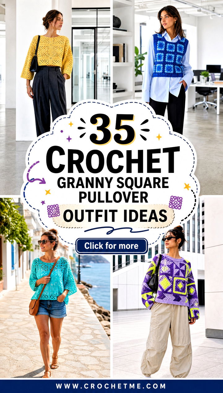 35 crochet granny square pullover outfit ideas - 35 crochet granny square pullover outfit ideas