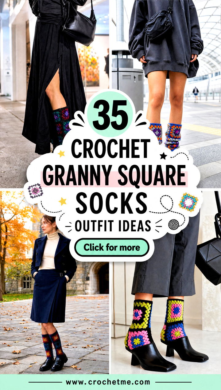 35 crochet granny square socks outfit ideas - 35 crochet granny square socks outfit ideas