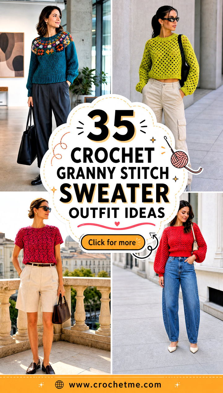 35 crochet granny stitch sweater outfit ideas - 35 crochet granny stitch sweater outfit ideas