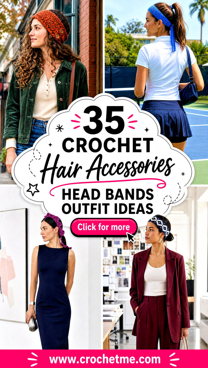 35 crochet hair accessories head bands outfit ideas - 35 crochet hair accessories head bands outfit ideas