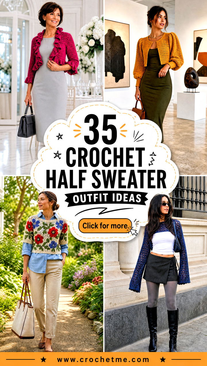 35 crochet half sweater outfit ideas - 35 crochet half sweater outfit ideas