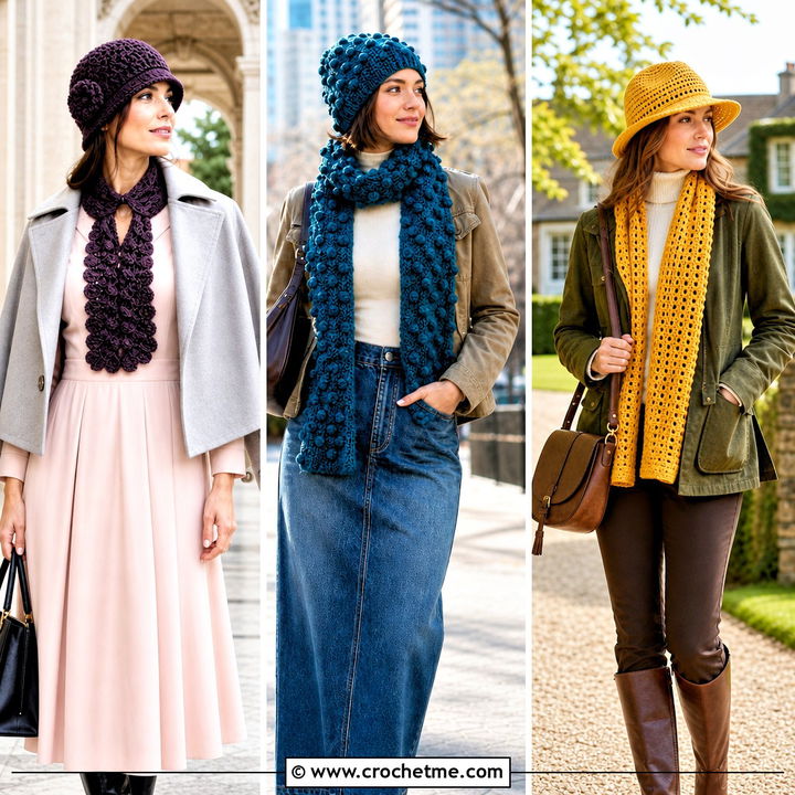 35 Crochet Hat and Scarf Set Outfit Ideas for Winter Style