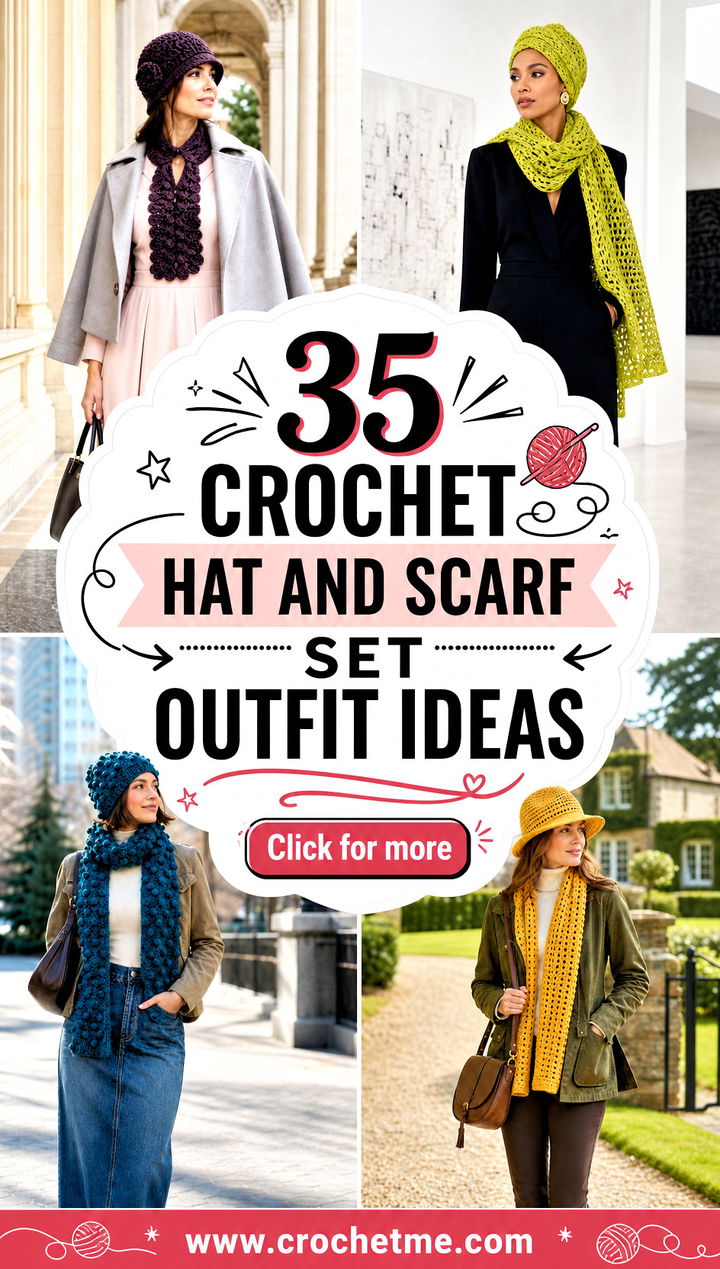 35 crochet hat and scarf set outfit ideas - 35 crochet hat and scarf set outfit ideas
