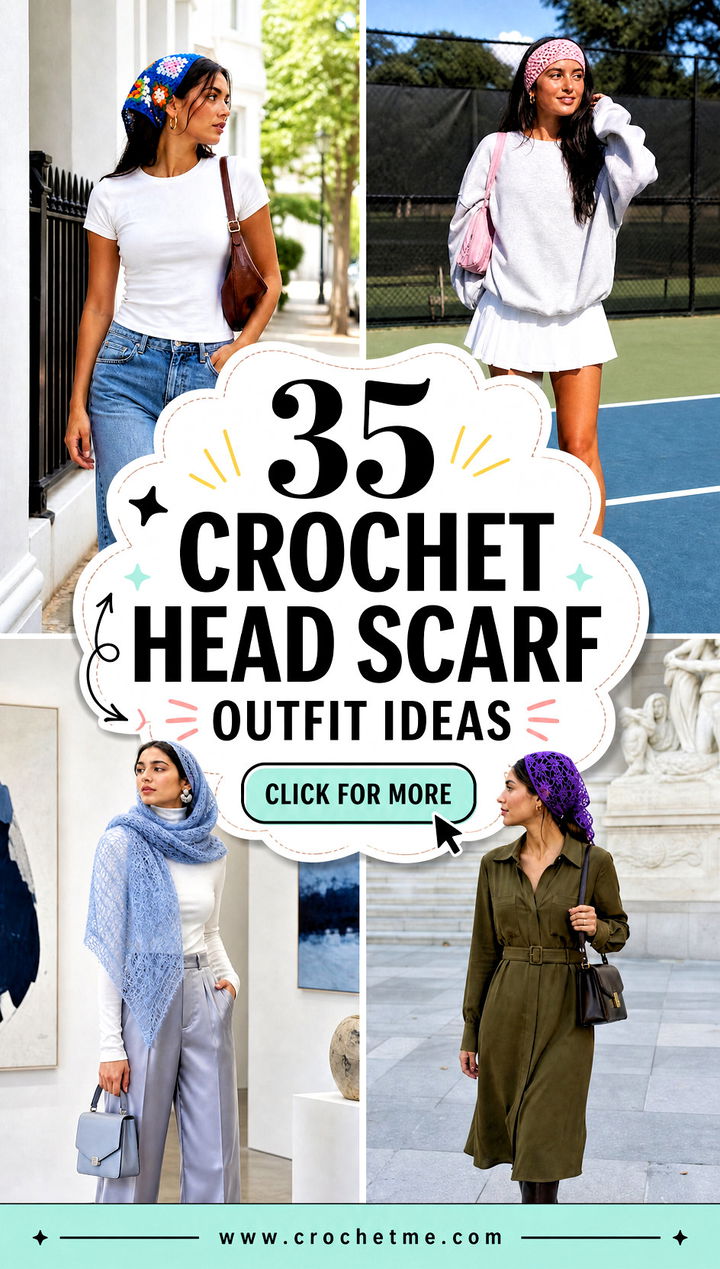 35 crochet head scarf outfit ideas - 35 crochet head scarf outfit ideas