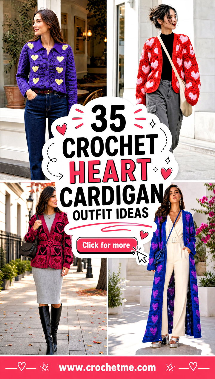 35 crochet heart cardigan outfit ideas - 35 crochet heart cardigan outfit ideas