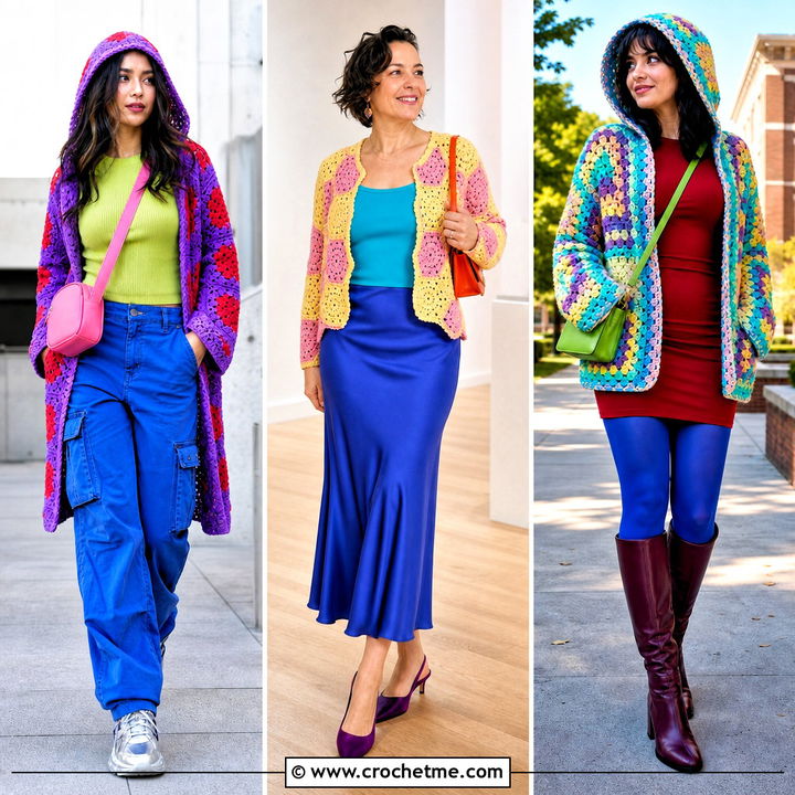 35 Crochet Hexagon Cardigan Outfit Ideas for Fresh Layered Style