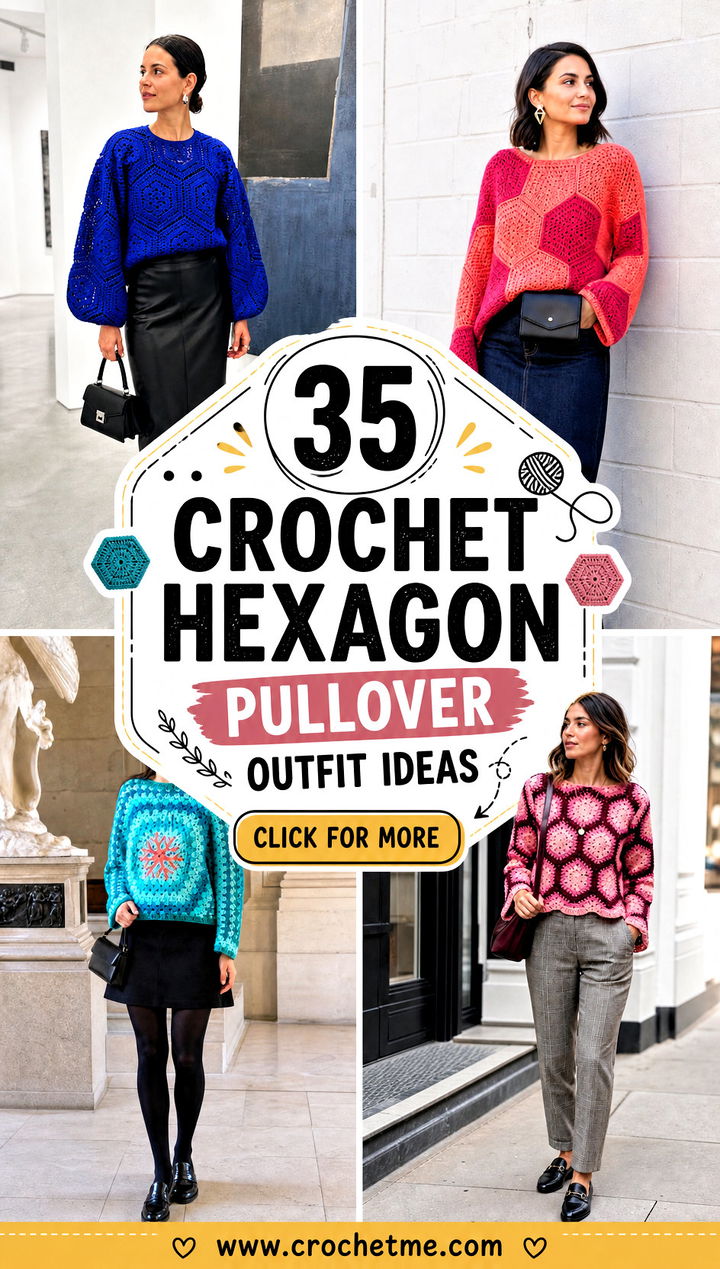 35 crochet hexagon pullover outfit ideas - 35 crochet hexagon pullover outfit ideas