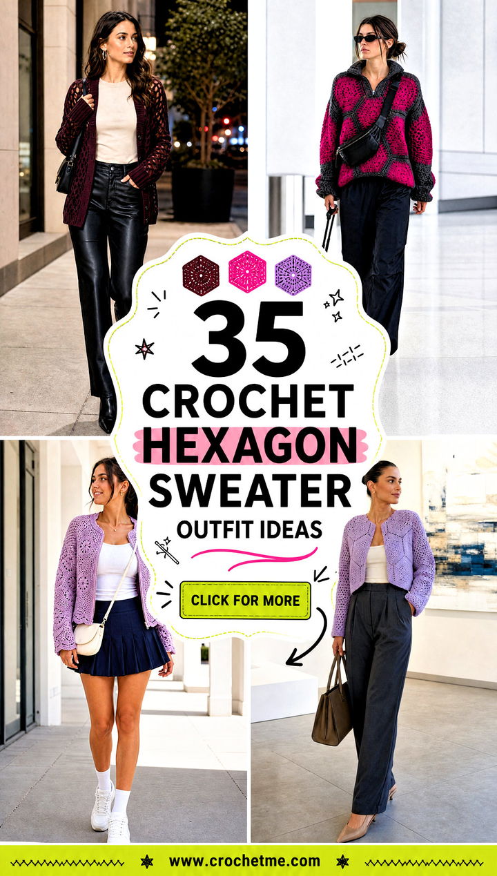 35 crochet hexagon sweater outfit ideas - 35 crochet hexagon sweater outfit ideas