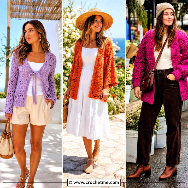 35 Crochet Hexi Cardi Outfit Ideas for Playful Layered Looks