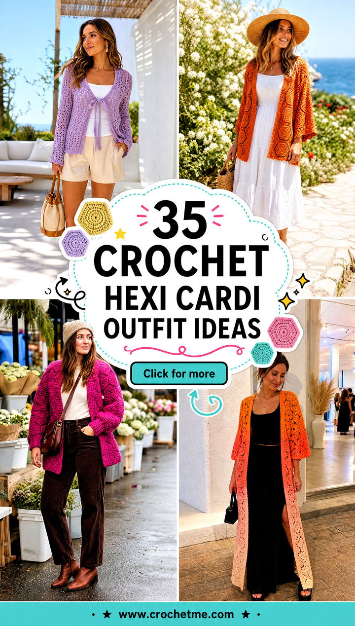 35 crochet hexi cardi outfit ideas - 35 crochet hexi cardi outfit ideas