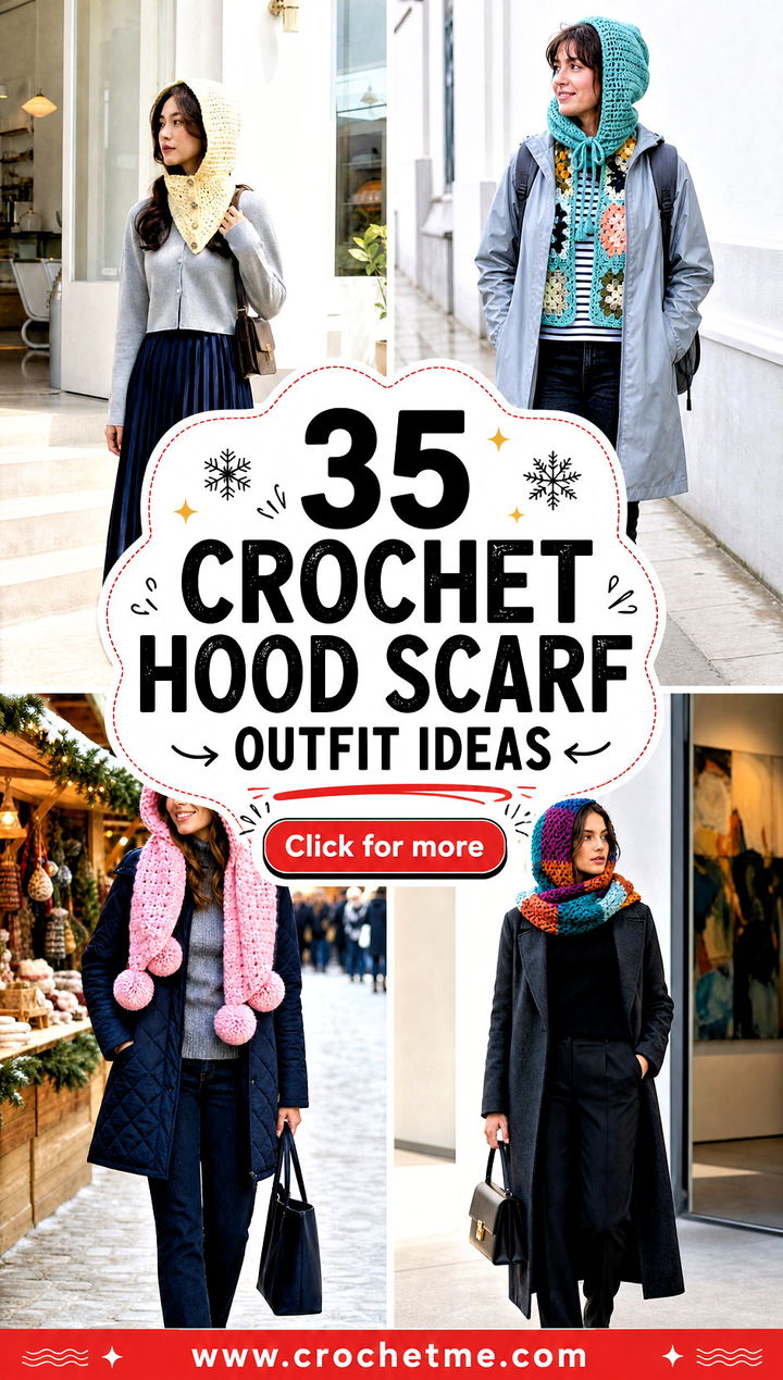 35 crochet hood scarf outfit ideas - 35 crochet hood scarf outfit ideas