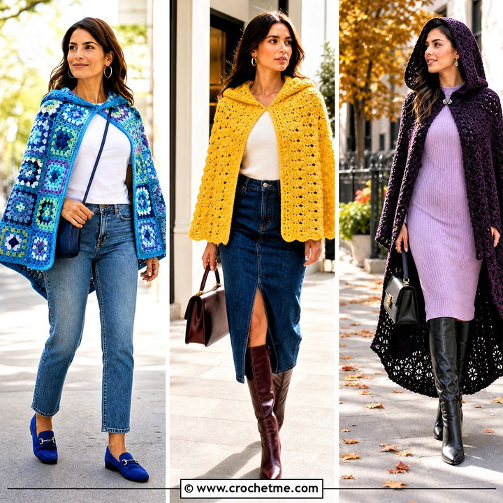 35 Crochet Hooded Cape Outfit Ideas for Cozy Cold-Weather Looks
